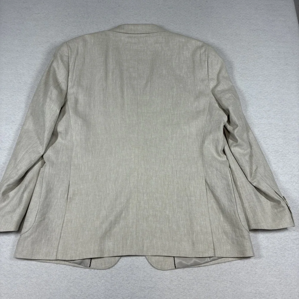 Stafford Blazer Men's Size 50R Linen Blend Sport Coat Suit Jacket Beige Coastal